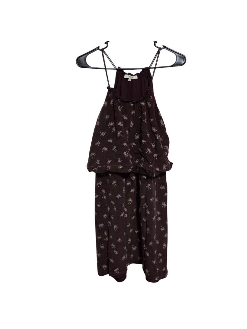 Madewell Sundress Size 8 Brown Palm Trees Ruffle Dress Tropical Resort Y2K